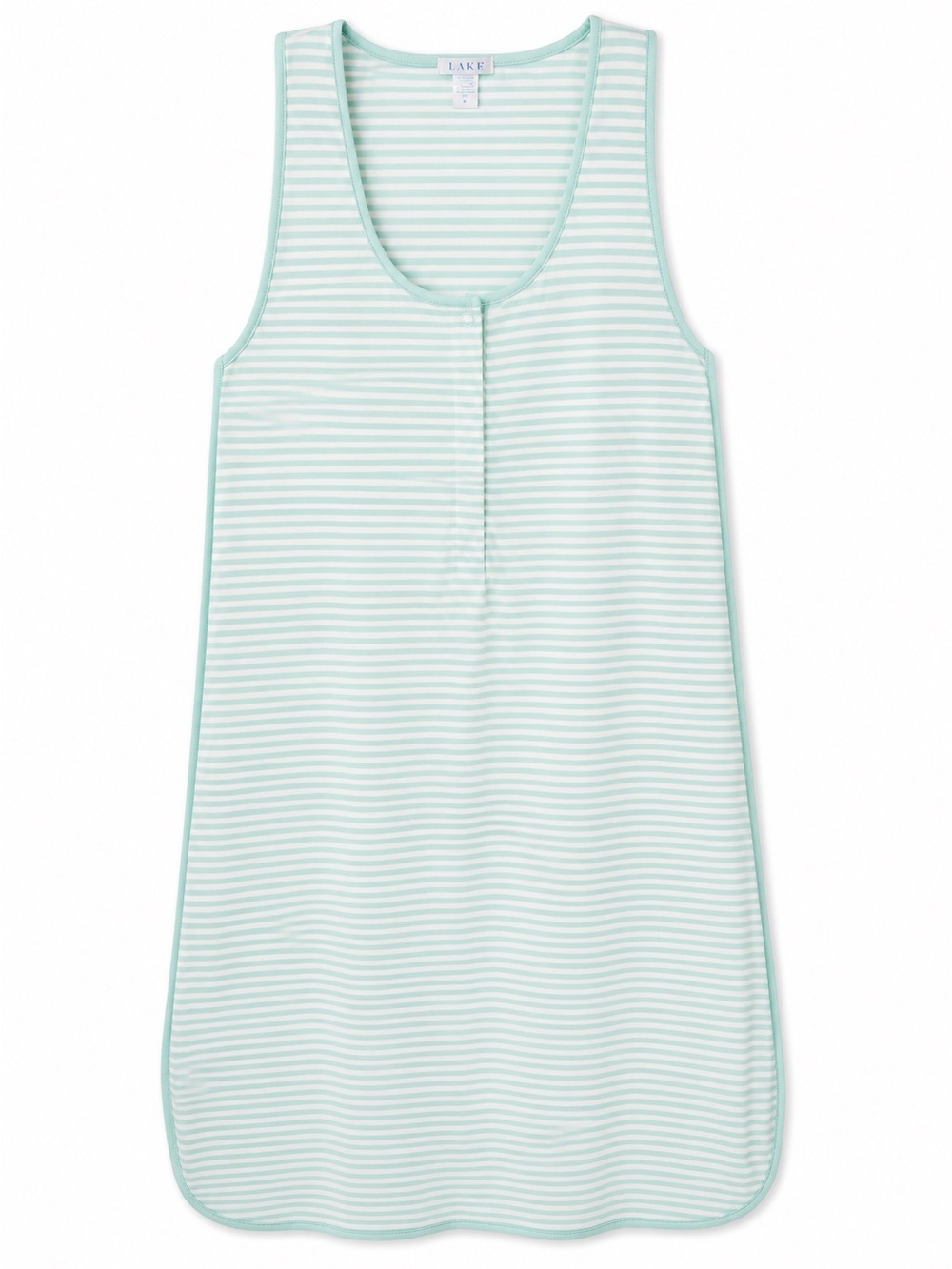 LAKE Pajamas Pima Cotton Maternity Tank Gown in Parisian Green/White Stripes XS